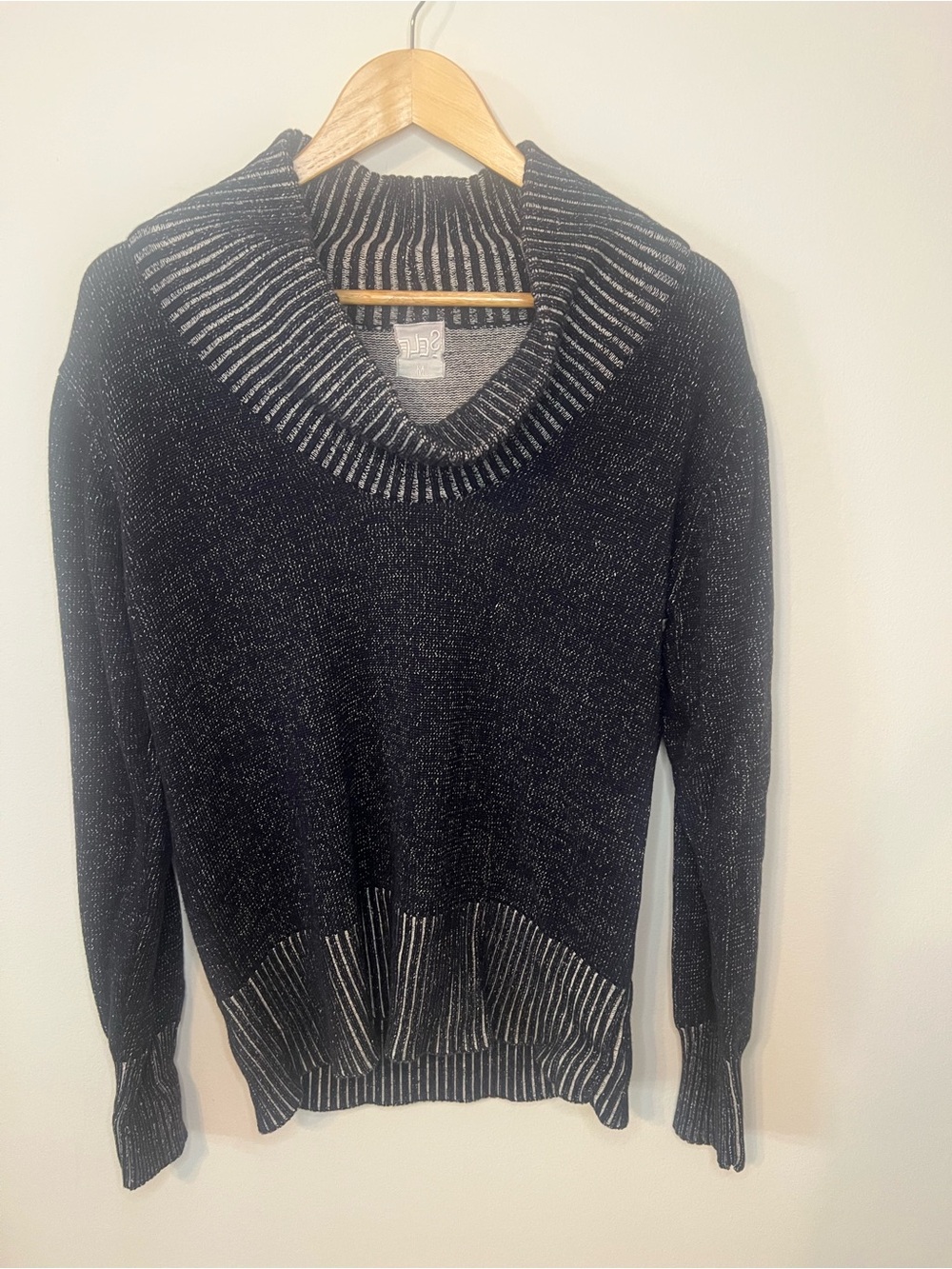 Men’s Navy Ribbed Cowl Neck Sweater